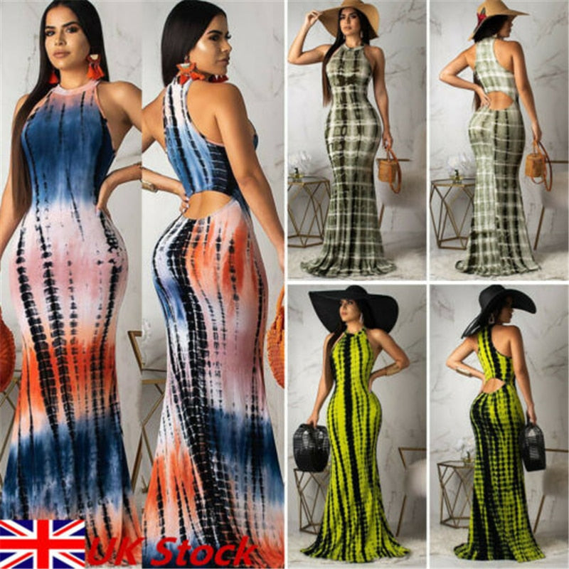 Casual Sleeveless Long Striped Beach Dress - Blindly Shop