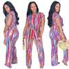 Striped Sexy 2 Two Piece matching Bow Tie Crop Top + Pant Set - Blindly Shop