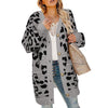 Vintage Leopard pattern Women&#39;s Long Cardigan coat