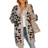 Vintage Leopard pattern Women&#39;s Long Cardigan coat