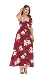 5XL 6XL Plus Size V Neck Sleeveless Floral Dress