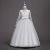 3-15Yrs Kids Girl&#39;s Long White Lace Flower Party Ball Gown