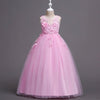 3-15Yrs Kids Girl&#39;s Long White Lace Flower Party Ball Gown