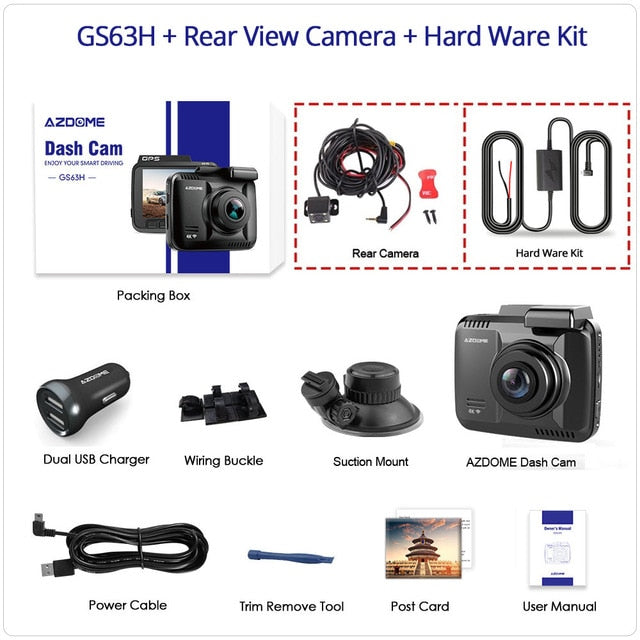 4K Built in GPS Speed Coordinates WiFi DVR Dual Lens Car Camera with Night Vision - Blindly Shop