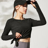 O-neck workout running long sleeve women&#39;s gym top