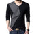 Long Sleeve V Neck Color Patchwork Cotton T Shirt