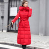 High quality fur collar women long winter coat