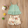 1-5 Years Baby Girl Tops+Flower Shorts Outfit Set