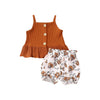 1-5 Years Baby Girl Tops+Flower Shorts Outfit Set