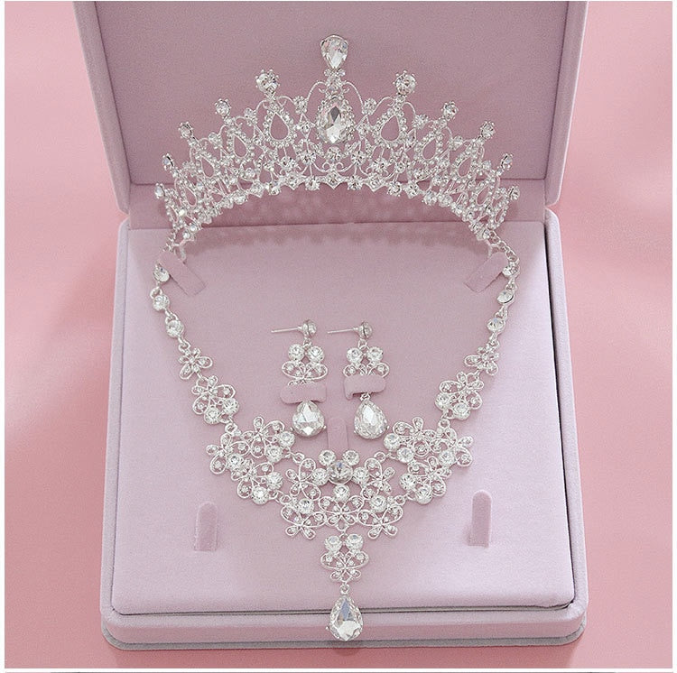 Bride Tiara Crowns Earring Necklace Wedding Jewelry