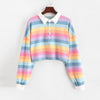 Hoodies Women rainbow Patchwork women&#39;s sweatshirt