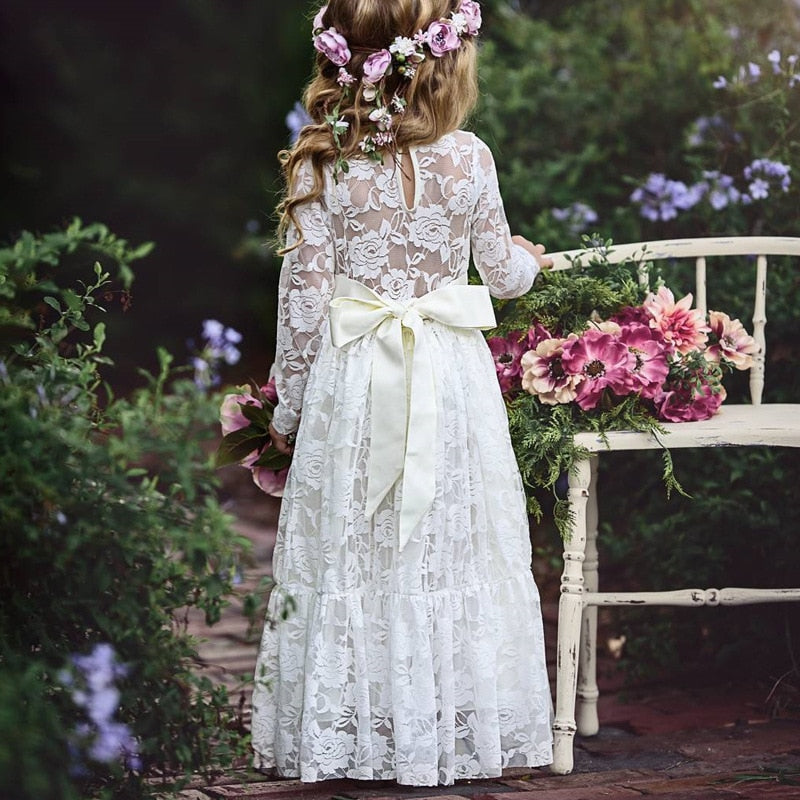 Lace Long party Wedding Dress for Girl
