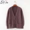 Women&#39;s V neck Solid Cardigans Sweater