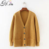 Women&#39;s V neck Solid Cardigans Sweater