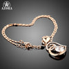 Gift of Love Rose Gold Clear Stellux Austrian Crystals Double Heart Pendant