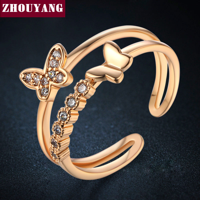 Butterfly Cubic Zirconia  Fashion Resizable Ring Jewelry For Women - Blindly Shop