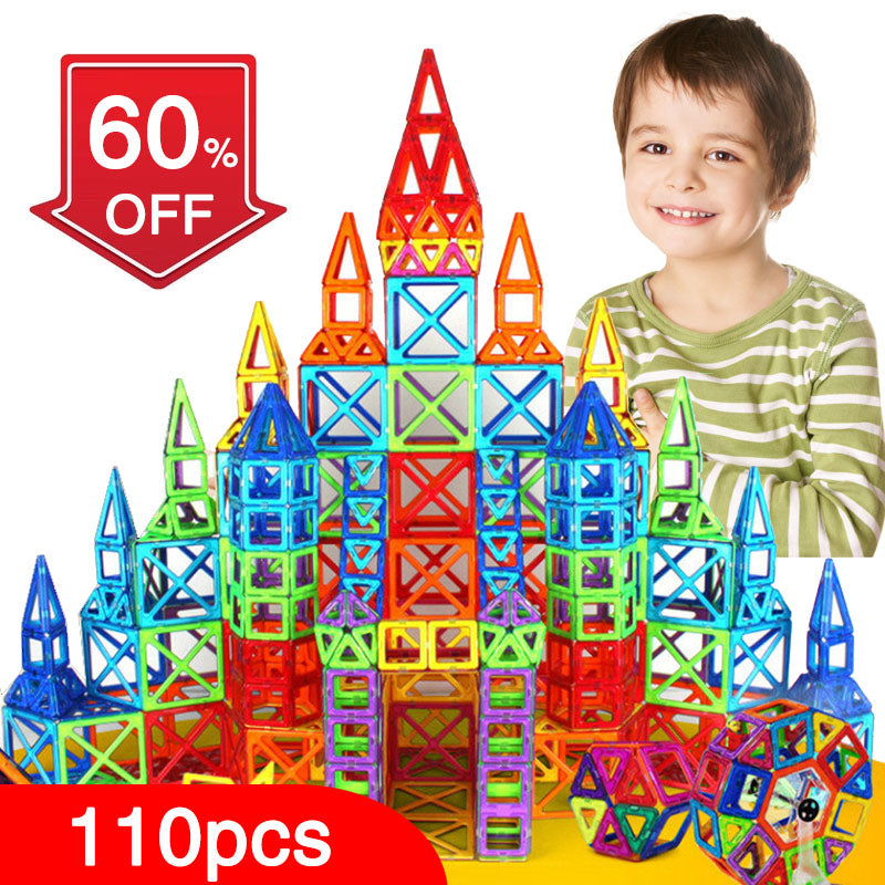 New 110pcs Mini Magnetic Designer Construction Set Model & Building Toy Plastic Magnetic Blocks Educational Toys For Kids Gift - Blindly Shop