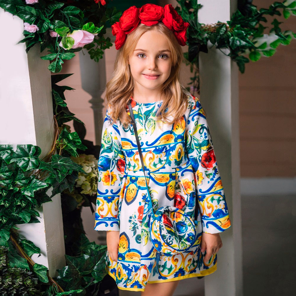 Princess Girls Dress  Autumn Brand Children Christmas Dress with Bag Printed Kids Dresses for Girls Clothing - Blindly Shop