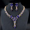 Gold color necklace long earrings Jewelry Sets