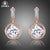 Rose Gold Color Drop Clear Zirconia Earrings