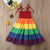 2-7 Years Girl's Rainbow Pageant Party Princess Dress
