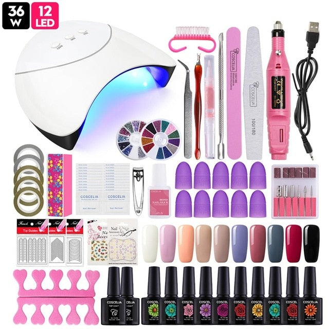 Pro Complete Manicure Nail Art Kit With UV Nail Drier, Nail Dril And Nail Gel - Blindly Shop