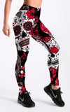 Plus Size Women&#39;s Skull&amp;flower Black Leggings - Blindly Shop