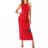 Cut Out Red White Sleeveless Maxi Long Dress - Blindly Shop