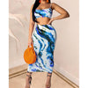 Women&#39;s Sleeveless Sexy 2 Piece -Crop Top &amp; Elastic Print Skirt Set - Blindly Shop