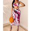 Women&#39;s Sleeveless Sexy 2 Piece -Crop Top &amp; Elastic Print Skirt Set - Blindly Shop