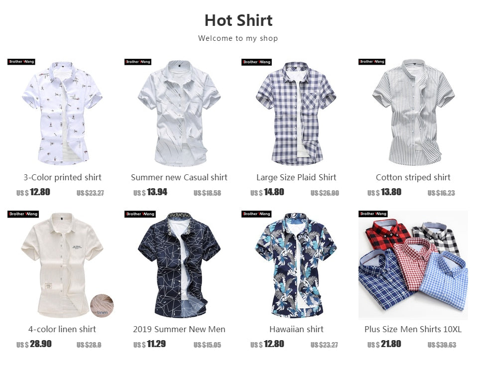 Fashion Plaid Printing Male Casual Short Sleeve Shirt