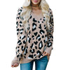 V Neck Leopard pattern Knitted Sweater for Women