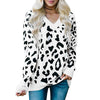 V Neck Leopard pattern Knitted Sweater for Women