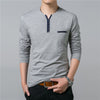 Long Sleeve Henry Collar Tee Shirt for Men