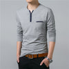 Long Sleeve Henry Collar Tee Shirt for Men