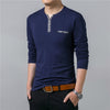 Long Sleeve Henry Collar Tee Shirt for Men