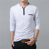 Long Sleeve Henry Collar Tee Shirt for Men