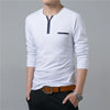 Long Sleeve Henry Collar Tee Shirt for Men