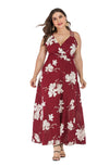 5XL 6XL Plus Size V Neck Sleeveless Floral Dress