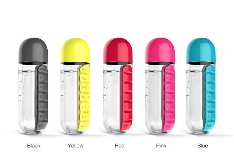 600ML Plastic Pill Organizer Bottle Portable Travel Drinking Bottles - Blindly Shop