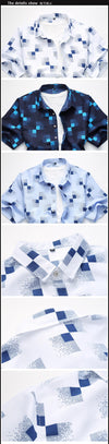 Casual Slim Fit Plaid Short Sleeve Shirts for Men