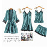 Satin Pajamas With Shorts 4-Piece Sleepwear Suits