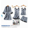 Satin Pajamas With Shorts 4-Piece Sleepwear Suits