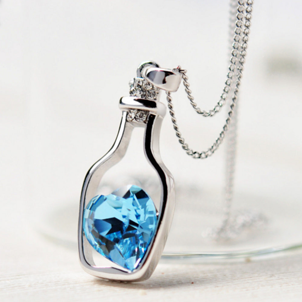 Popular Love Drift Bottles Blue Heart Crystal Pendant. - Blindly Shop