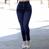 Women Skinny High Waist Button Denim Jeans