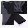 Long Sleeve V Neck Color Patchwork Cotton T Shirt