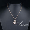 Gift of Love Rose Gold Clear Stellux Austrian Crystals Double Heart Pendant