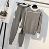 Woman Knit Casual Crewneck Sweater Suits Two Piece Set