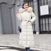 High quality fur collar women long winter coat