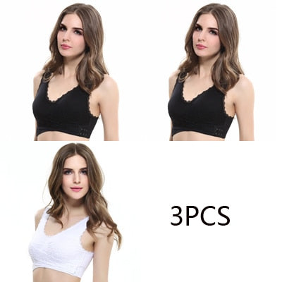 3pcs/set Push Up Bras Lace Solid Color for Women